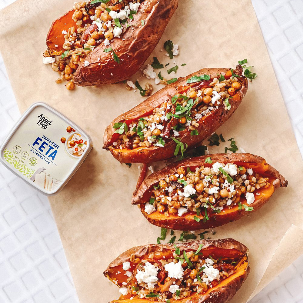 Showcasing Angel Food Feta on baked potato meal developed by Justin Maher